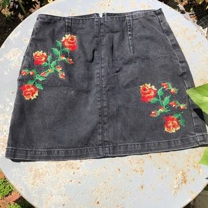 Black denim skirt